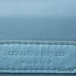Pre Owned Alexander McQueen Powder Blue Python Mini Insignia Chain Bag