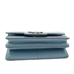 Pre Owned Alexander McQueen Powder Blue Python Mini Insignia Chain Bag