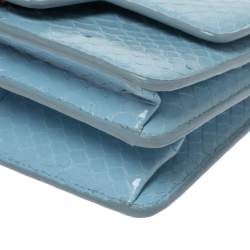 Pre Owned Alexander McQueen Powder Blue Python Mini Insignia Chain Bag