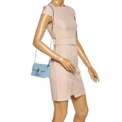 Pre Owned Alexander McQueen Powder Blue Python Mini Insignia Chain Bag