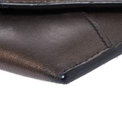 Pre Owned Alexander McQueen Metallic Brown Leather Skull Card Holder