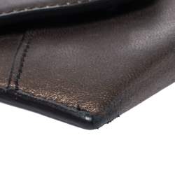 Pre Owned Alexander McQueen Metallic Brown Leather Skull Card Holder