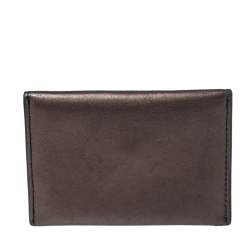 Pre Owned Alexander McQueen Metallic Brown Leather Skull Card Holder