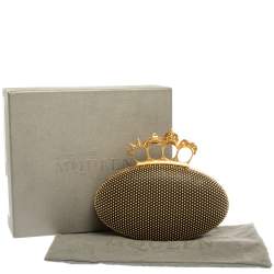 Pre Owned Alexander McQueen Black Leather Studded Knuckle Duster Clutch