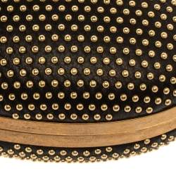 Pre Owned Alexander McQueen Black Leather Studded Knuckle Duster Clutch