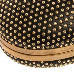 Pre Owned Alexander McQueen Black Leather Studded Knuckle Duster Clutch