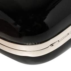 Pre Owned Alexander McQueen Black Patent Leather Skull Box Clutch