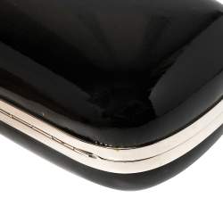 Pre Owned Alexander McQueen Black Patent Leather Skull Box Clutch