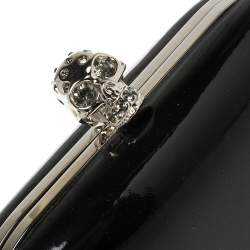 Pre Owned Alexander McQueen Black Patent Leather Skull Box Clutch
