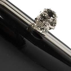 Pre Owned Alexander McQueen Black Patent Leather Skull Box Clutch