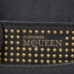 Pre Owned حقيبة أليكساندر ماكوين ميني هيوين مرصعة كريستال جلد سوداء