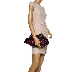 Pre Owned حقيبة كلتش أليكساندر ماكوين دي مينتا متوسطة جلد وساتان طباعة زهور متعددة الألوان