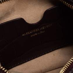 Pre Owned حقيبة أليكساندر ماكوين جلد نقشة التمساح عنابي