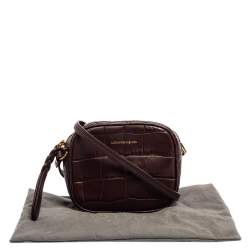 Pre Owned حقيبة أليكساندر ماكوين جلد نقشة التمساح عنابي