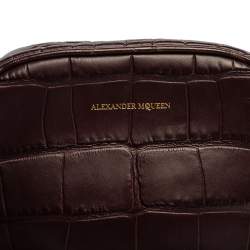 Pre Owned حقيبة أليكساندر ماكوين جلد نقشة التمساح عنابي