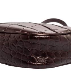 Pre Owned حقيبة أليكساندر ماكوين جل د نقشة التمساح عنابي