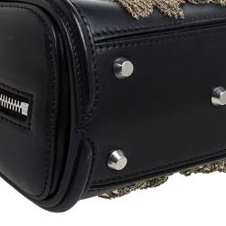Pre Owned Alexander McQueen Black Leather Mini Fringed Heroine Bag