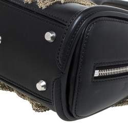 Pre Owned Alexander McQueen Black Leather Mini Fringed Heroine Bag