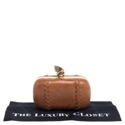 Pre Owned Alexander McQueen Brown Leather Skull Box Clutch