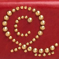 Pre Owned حقيبة كلتش أليكساندر ماكوين جلد أحمر مرصع