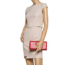 Pre Owned حقيبة كلتش أليكساندر ماكوين جلد أحمر مرصع