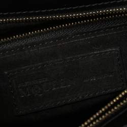 Alexander McQueen Black Leather Crystal Flower Clasp Top Handle Bag
