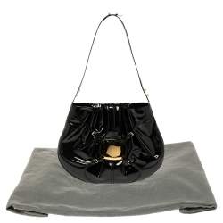 Pre Owned Alexander McQueen Black Patent Leather Clover Hobo