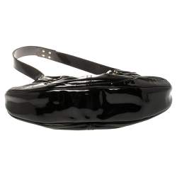 Pre Owned Alexander McQueen Black Patent Leather Clover Hobo
