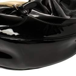 Pre Owned Alexander McQueen Black Patent Leather Clover Hobo
