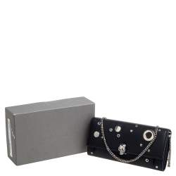 مملوكة مسبقًا محفظة أليكساندر ماكوين جلد أزرق بحلقات وسلسلة