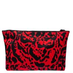 Pre Owned حقيبة كلتش أليكساندر ماكوين نايلون مطبوعة أحمر/أسود