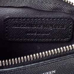 مملوكة مسبقًا Alexander McQueen Black Floral Print Leather Shopper Tote