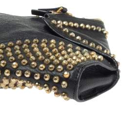 Pre Owned Alexander McQueen Black Leather Studded De Manta Clutch