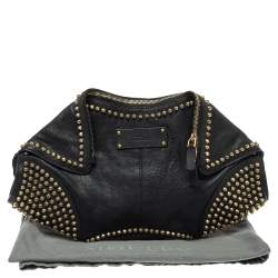 Pre Owned Alexander McQueen Black Leather Studded De Manta Clutch