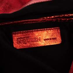 Pre Owned Alexander McQueen Metallic Red Leather Scrunch Shoulder Bag