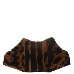 مملوكة مسبقًا Alexander McQueen Black/Brown Leopard Print Canvas Medium De Manta Clutch