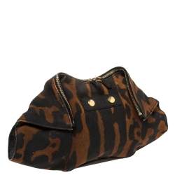 مملوكة مسبقًا Alexander McQueen Black/Brown Leopard Print Canvas Medium De Manta Clutch