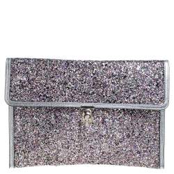Alexander McQueen Multicolor Glitter and Leather Flap Clutch