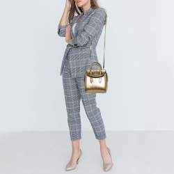 Pre Owned Alexander McQueen Metallic Gold Leather Mini Heroine Bag
