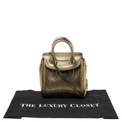 Pre Owned Alexander McQueen Metallic Gold Leather Mini Heroine Bag