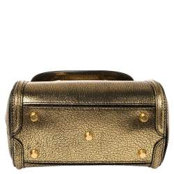 Pre Owned Alexander McQueen Metallic Gold Leather Mini Heroine Bag