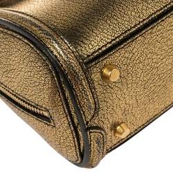 Pre Owned Alexander McQueen Metallic Gold Leather Mini Heroine Bag
