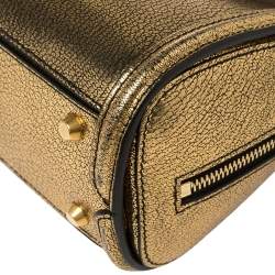 Pre Owned Alexander McQueen Metallic Gold Leather Mini Heroine Bag