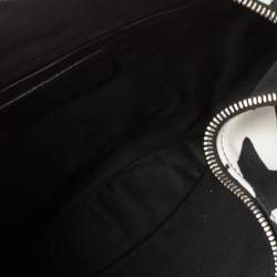 Pre Owned Alexander McQueen Black/White Printed Satin and Leather Medium De Manta Clutch