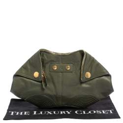 Pre Owned حقيبة كلتش أليكساندر ماكوين فيثفول دي مانتا مت وسطة جلد أخضر زيتوني