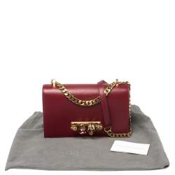 Pre Owned Alexander McQueen Bordeaux Leather Knuckle Duster Shoulder Bag