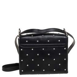 Pre Owned Alexander McQueen Black Leather Twin Skull Studded Crossbody Bag