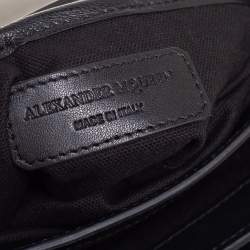 Pre Owned Alexander McQueen Black Leather Twin Skull Studded Crossbody Bag