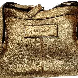 مملوكة مسبقًا Alexander McQueen Gold Metallic Leather Medium De Manta Clutch