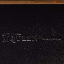 Pre Owned Alexander McQueen Black Satin Floral Embroidered Skull and Unicorn Knuckle Clutch